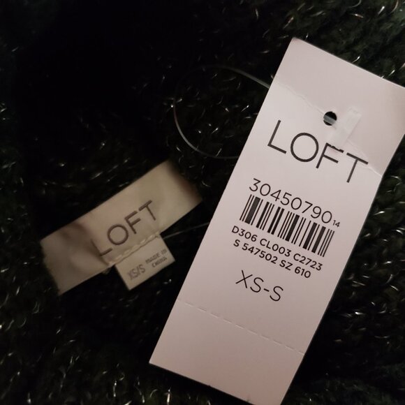 NEW Loft XS S Sweater Green Shimmer Turtleneck Oversized Poncho Metallic Women's - Picture 5 of 6